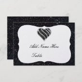 Invitation Parties scintillant noire Black Heart Table Place  (Devant / Derrière)