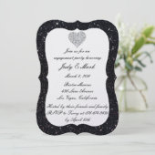 Invitation Parties scintillant noire Diamond Heart Engagement (Debout devant)