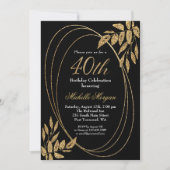 Invitation Parties scintillant Noire d'or 40e anniversaire (Devant)