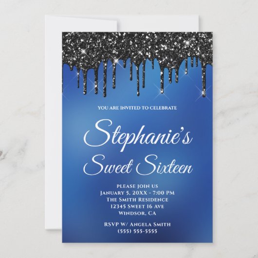 Invitation Parties scintillant noire éclatante bleue Ombre S (Devant)