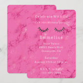 Invitation Parties scintillant noire éclatante cils rose Anni (Devant / Derrière)