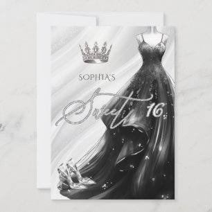 Invitation Parties scintillant noire en argent robe étincelan