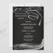 Invitation Parties scintillant noire et argent (Devant)
