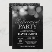 Invitation Parties scintillant noire et argent du Parti de la (Devant / Derrière)