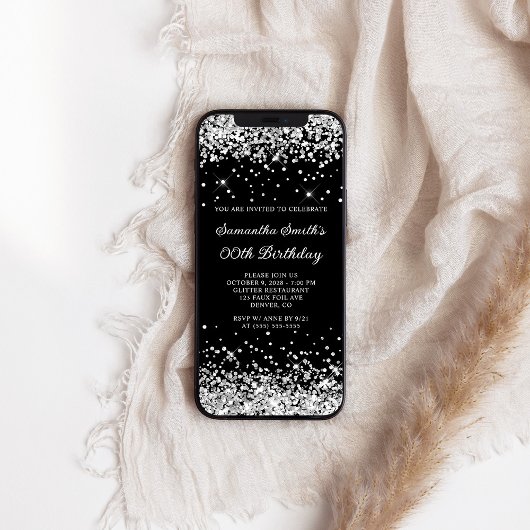 Invitation Parties scintillant noire et argent N'importe quel
