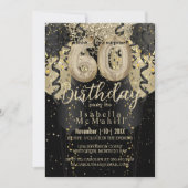 Invitation Parties scintillant Noire et Or 60e anniversaire I (Devant)