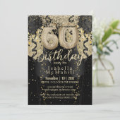 Invitation Parties scintillant Noire et Or 60e anniversaire I (Debout devant)