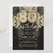 Invitation Parties scintillant noire et or 80e anniversaire I (Devant)
