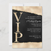 Invitation Parties scintillant noire et or brillante VIP Part (Devant)