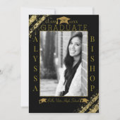 Invitation Parties scintillant noire et or - Diplôme de la ph (Devant)