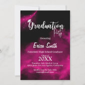 Invitation Parties scintillant noire et rose (Devant)