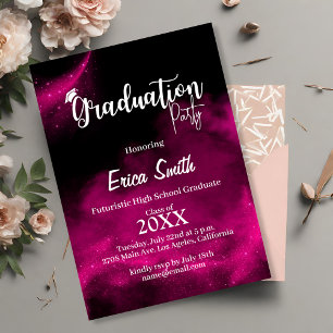 Invitation Parties scintillant noire et rose