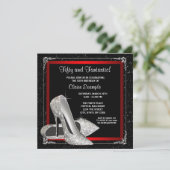 Invitation Parties scintillant noire et rouge haute talon fêt (Debout devant)