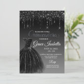 Invitation Parties scintillant noire goutte Quinceanera Anniv (Debout devant)