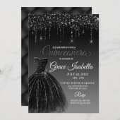 Invitation Parties scintillant noire goutte Quinceanera Anniv (Devant / Derrière)