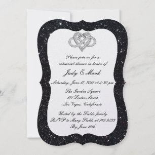 Invitation Parties scintillant noire Infinity Coeur Dîner de