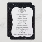 Invitation Parties scintillant noire Infinity Fête des mariée (Devant / Derrière)