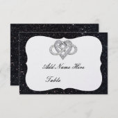 Invitation Parties scintillant Noire Infinity Table de Coeur  (Devant / Derrière)