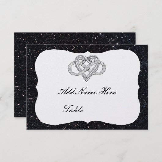 Invitation Parties scintillant Noire Infinity Table de Coeur  (Devant / Derrière)