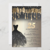 Invitation Parties scintillant noire Lecteurs Robe noire Or 2 (Devant)
