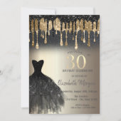 Invitation Parties scintillant noire Lecteurs Robe noire Or 3 (Devant)