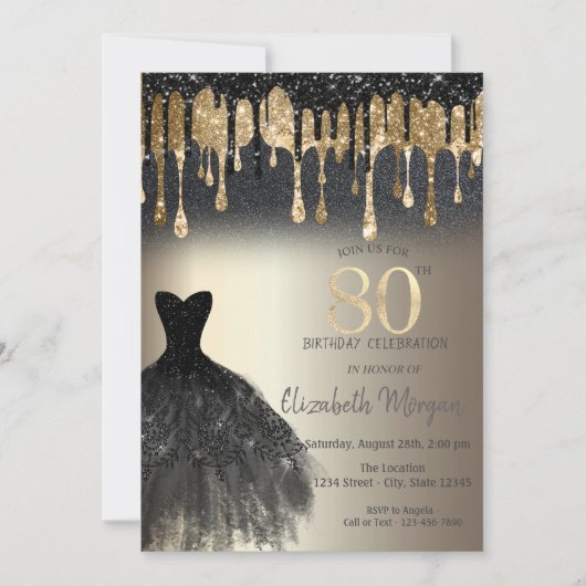 Invitation Parties scintillant noire Lecteurs Robe noire Or 8 (Devant)