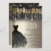 Invitation Parties scintillant noire Lecteurs Robe noire Or 8 (Devant / Derrière)