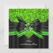 Invitation Parties scintillant noire Lime Anniversaire Partie (Devant)