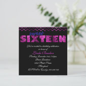 Invitation Parties scintillant noire rose Chevron Sweet sixte (Debout devant)