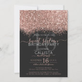 Invitation Parties scintillant Noire Rose de luxe Confetti Sw (Devant)