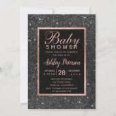 Invitation Parties scintillant noire rose or typographie baby (Devant)