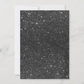 Invitation Parties scintillant noire rose or typographie baby (Dos)