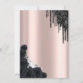 Invitation Parties scintillant noire, Roses, Rose Gold Sweet  (Dos)