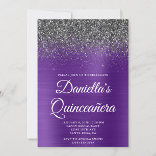 Invitation Parties scintillant noire Royal violet huile Quinc