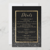 Invitation Parties scintillant noire typographie or chic mari (Dos)