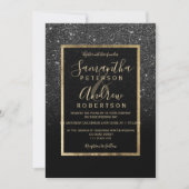 Invitation Parties scintillant noire typographie or chic mari (Devant)