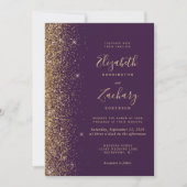 Invitation Parties scintillant noire violet or Faux  QR Code  (Devant)