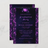 Invitation Parties scintillant noire violette Sparkly Graduat (Devant / Derrière)