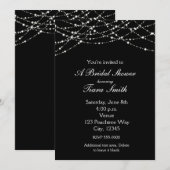 Invitation Parties scintillant nuptiale brillante noire Éléga (Devant / Derrière)