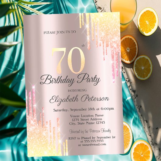 Invitation Parties scintillant Ombre - 70e anniversaire