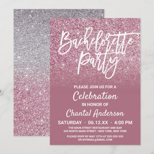 Invitation Parties scintillant Ombre Bachelorette de Cassis P (Devant / Derrière)