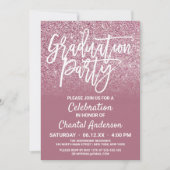 Invitation Parties scintillant Ombre Cassis Pink Silver Faux (Devant)