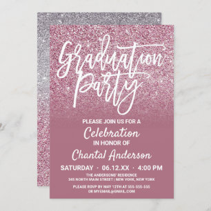 Invitation Parties scintillant Ombre Cassis Pink Silver Faux