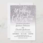 Invitation Parties scintillant ombre chic White Silver Faux M (Devant)
