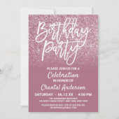 Invitation Parties scintillant Ombre de Cassis Pink Silver Fa (Devant)