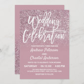 Invitation Parties scintillant Ombre de Dusty Rose Gold Pink (Devant / Derrière)