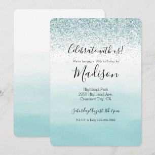 Invitation Parties scintillant Ombre de menthe