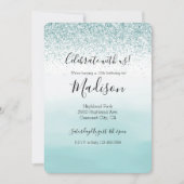 Invitation Parties scintillant Ombre de menthe (Devant)