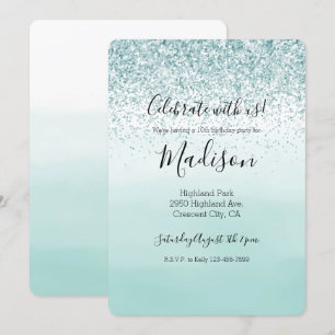 Invitation Parties scintillant Ombre de menthe