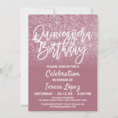 Invitation Parties scintillant Ombre Quinceañera Cassis Pink  (Devant)